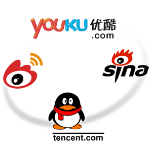  QQ ,新浪（Sina.com）,weibo,youku